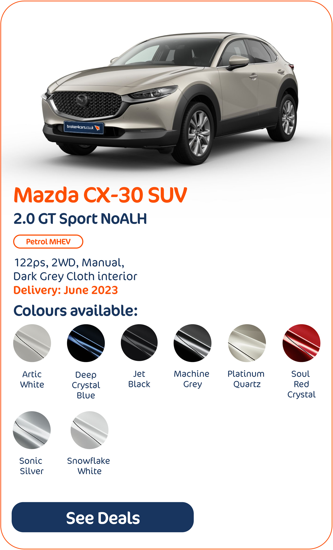 Mazda CX-30 SUV 2.0 GT Sport NoALH - Click to Enquire